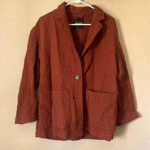 Burnt Orange Madewell Textured Blazer